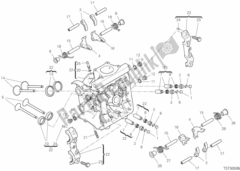 All parts for the Horizontal Head of the Ducati Monster 821 Stealth 2019